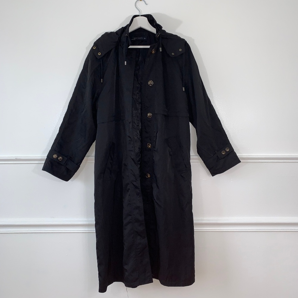 ZARA women maxi jacket size s hoodie buttons